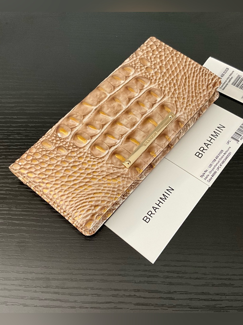Brahmin Adelle (like Ady) CHRYSANTHEMUM OMBRÉ Slim Leather Wallet NWT